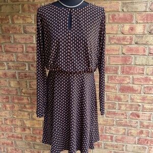 LOFT Black and Small Floral A-Line Dress